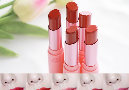 swatch review bảng màu son Black Rouge Rose Velvet Lipstick