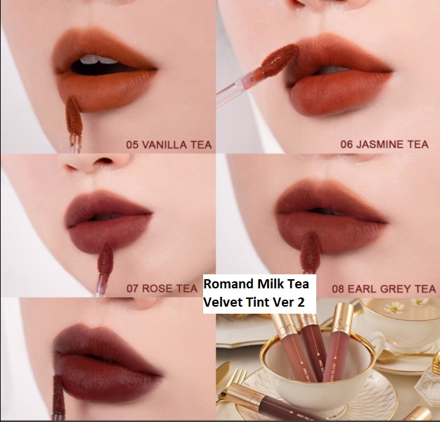 Bảng màu son Romand Milk Tea Velvet Tint Ver 2